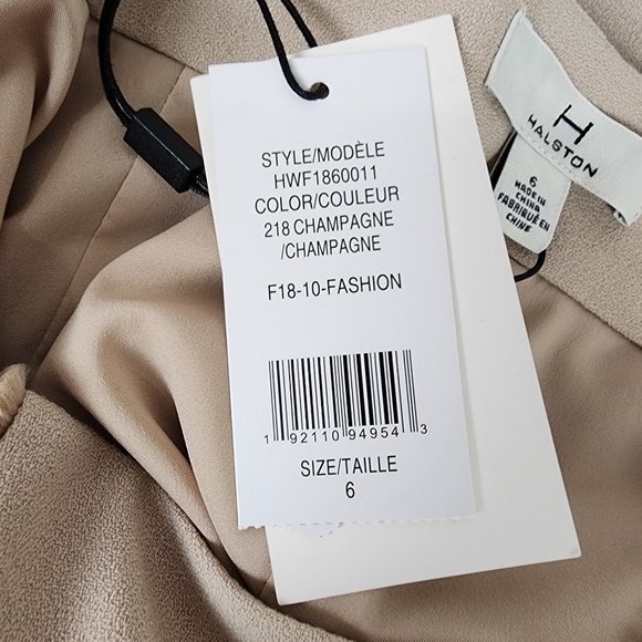 H Halston High Rise Wide Leg Dress Pant Tan Velvet Piping Bandless Waist Size 6 - Picture 5 of 16